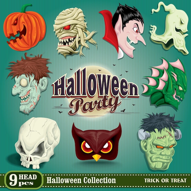 Vintage Halloween poster design set