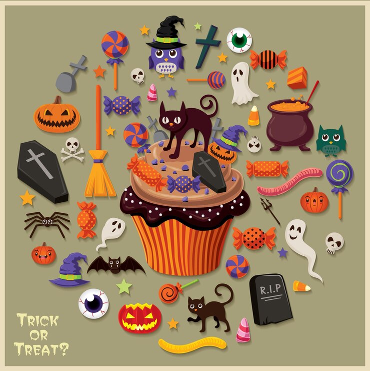 Vintage Halloween poster design set
