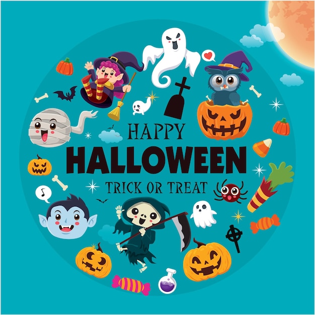 Premium Vector | Vintage halloween poster design with vector vampire ...