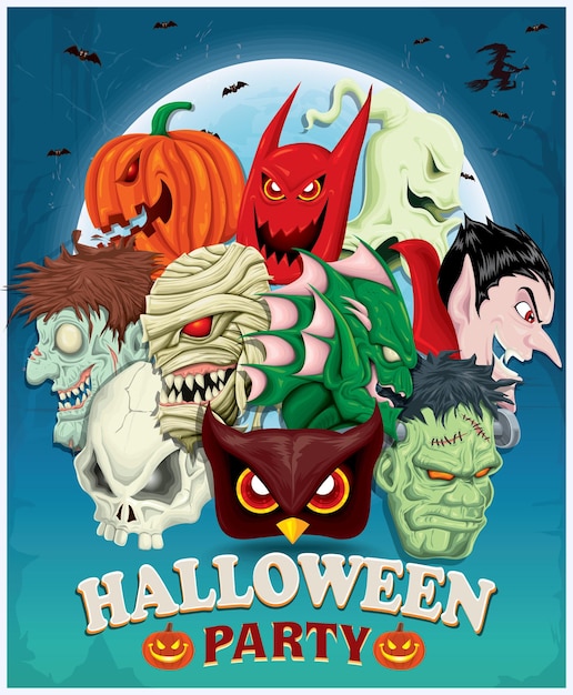 Vintage Halloween poster design