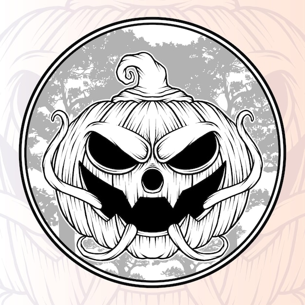 Vector vintage halloween pumpkin illustration