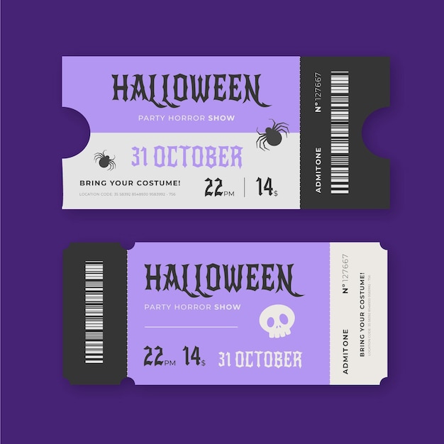 Vector vintage halloween tickets