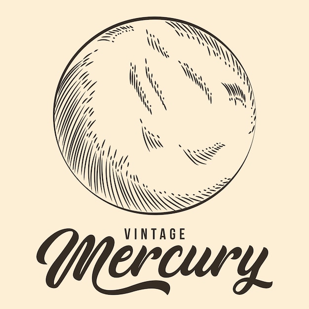 Vector vintage hand drawing mercury sketch vector stock illustration