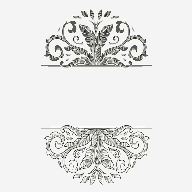 Modello di cornice ornamento floreale disegnata a mano vintage