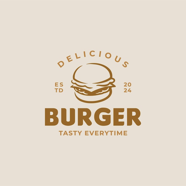 Вектор Винтажный ручной рисунок логотипа бургера