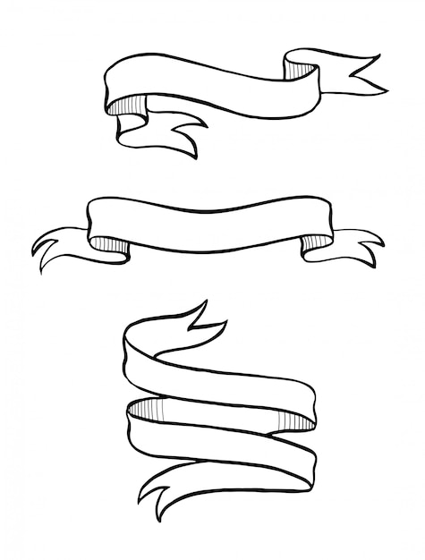 ヴィンテージ手描きリボンバナー