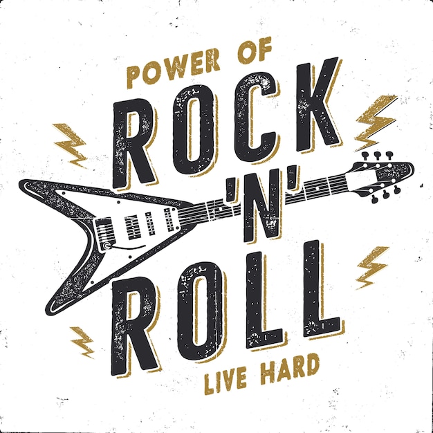 Poster rock n roll disegnato a mano dell'annata