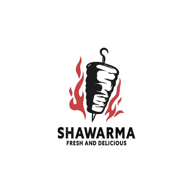 Vintage hand drawn shawarma logo template