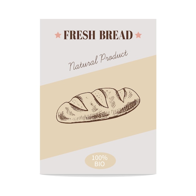 Vector vintage hand drawn sketch of bread poster for print and packaging