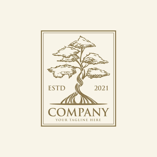 vintage hand drawn tree logos