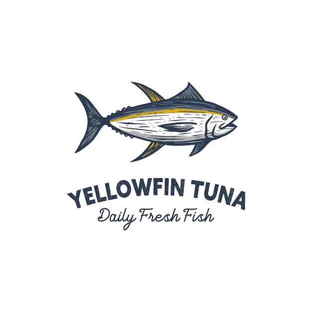 vintage hand drawn yellowfin tuna logo