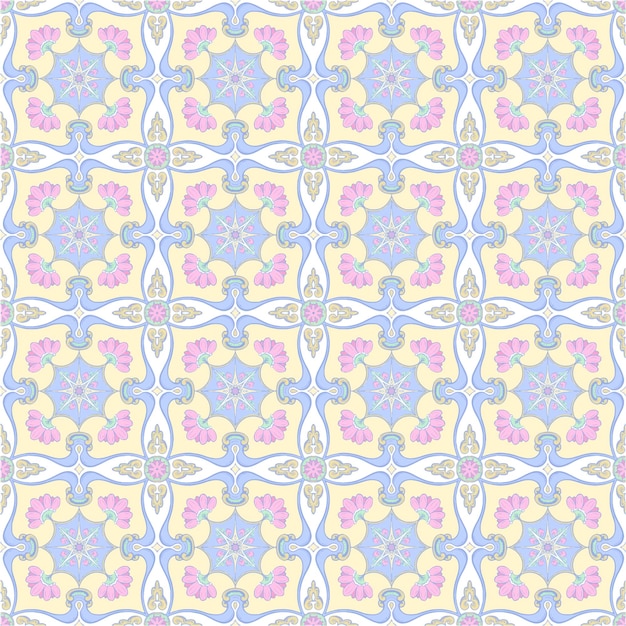 Vector vintage hand painting pastel colours seamless pattern