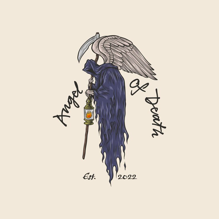 빈티지 Handdrawing Angel Of Death 로고