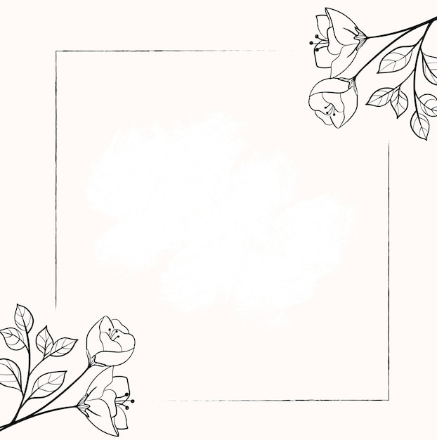 ヴィンテージの手描きの花のフレーム