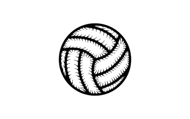 Vintage handgetekende volleybal premium vector