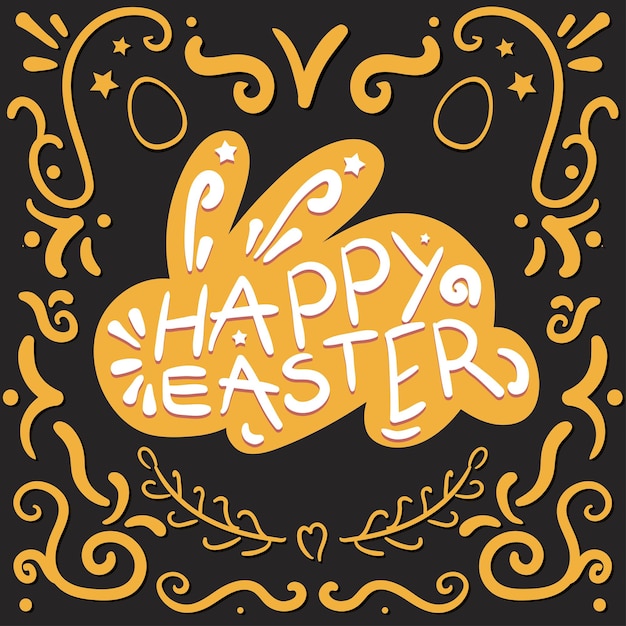 Vector vintage happy easter belettering