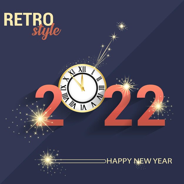 Vector vintage happy new years with colorful neon