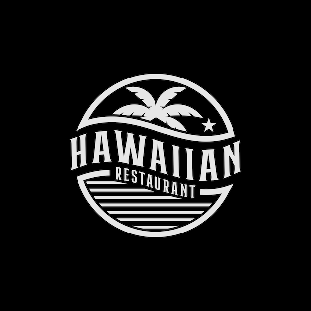 ビンテージ ハワイアン レストラン スタンプ ロゴ デザイン