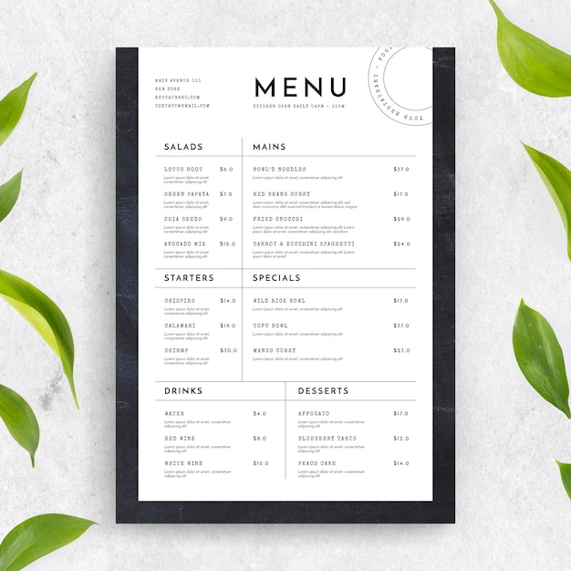 Vector vintage healthy food menu template