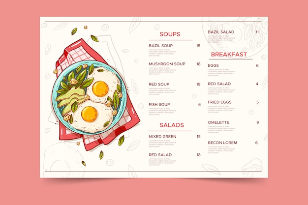 Vintage healthy food restaurant menu template
