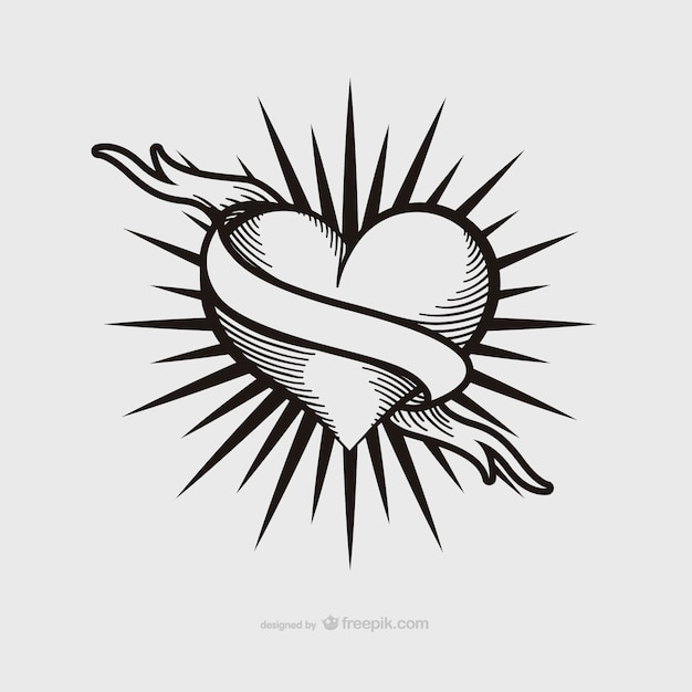 Vintage heart tattoo design