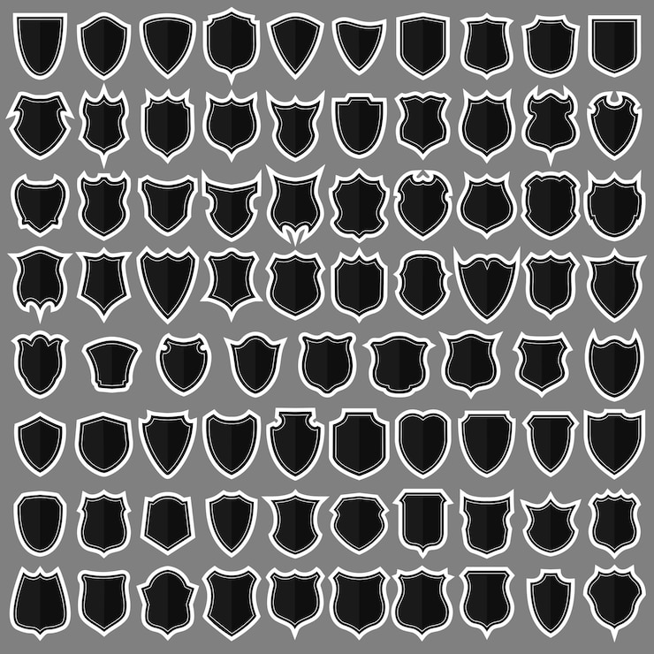 Vintage heraldic shield shapes labels design