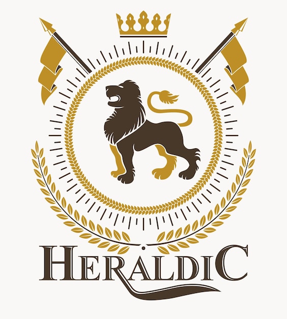 Vintage heraldiek ontwerpsjabloon, vector embleem.