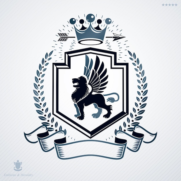 Vector vintage heraldry design template, vector emblem.