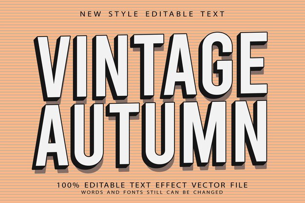 Vintage herfst bewerkbaar teksteffect reliëf vintage stijl