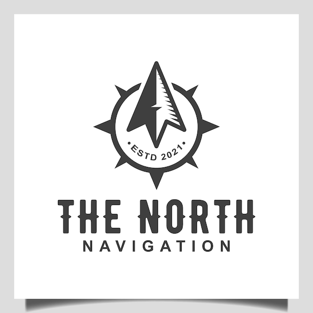 Vector vintage het noorden met kompas navigator pictogram vector voor reizen avontuur outdoor logo-ontwerp