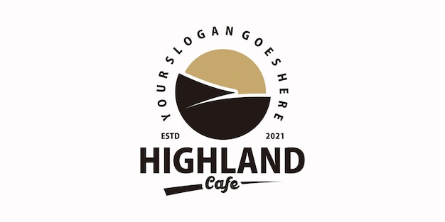 Vintage highland café-logo, referentielogo