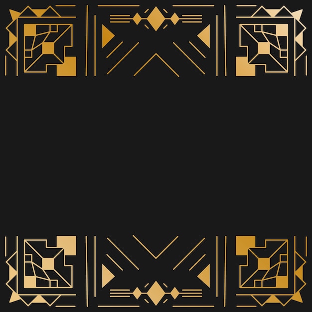 Vector vintage hipster abstract geometric pattern with golden art deco geometric frame