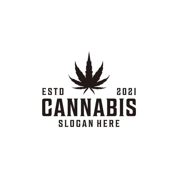 Vintage hipster cannabis nature silhouette logo design