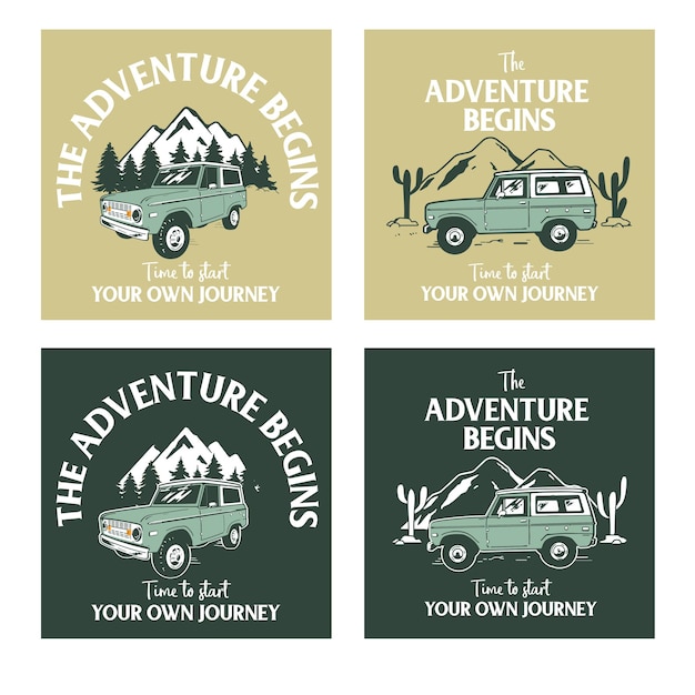 Vettore design vintage hipster jeep adventure tshirt