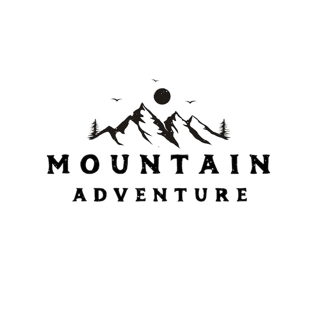 Vintage Hipster Mountain Adventure Logo Design