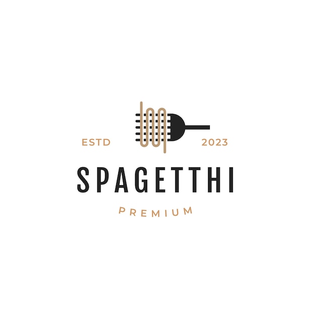 Vintage hipster retro spaghetti pasta noodle logo ontwerp vector illustratie symboolpictogram