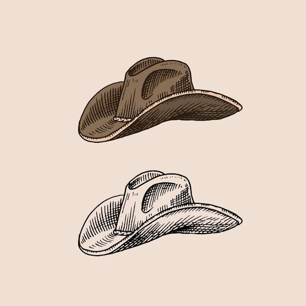 Vintage hoed de cowboy elegante mannen retro mode engelse stijl met de hand getekend