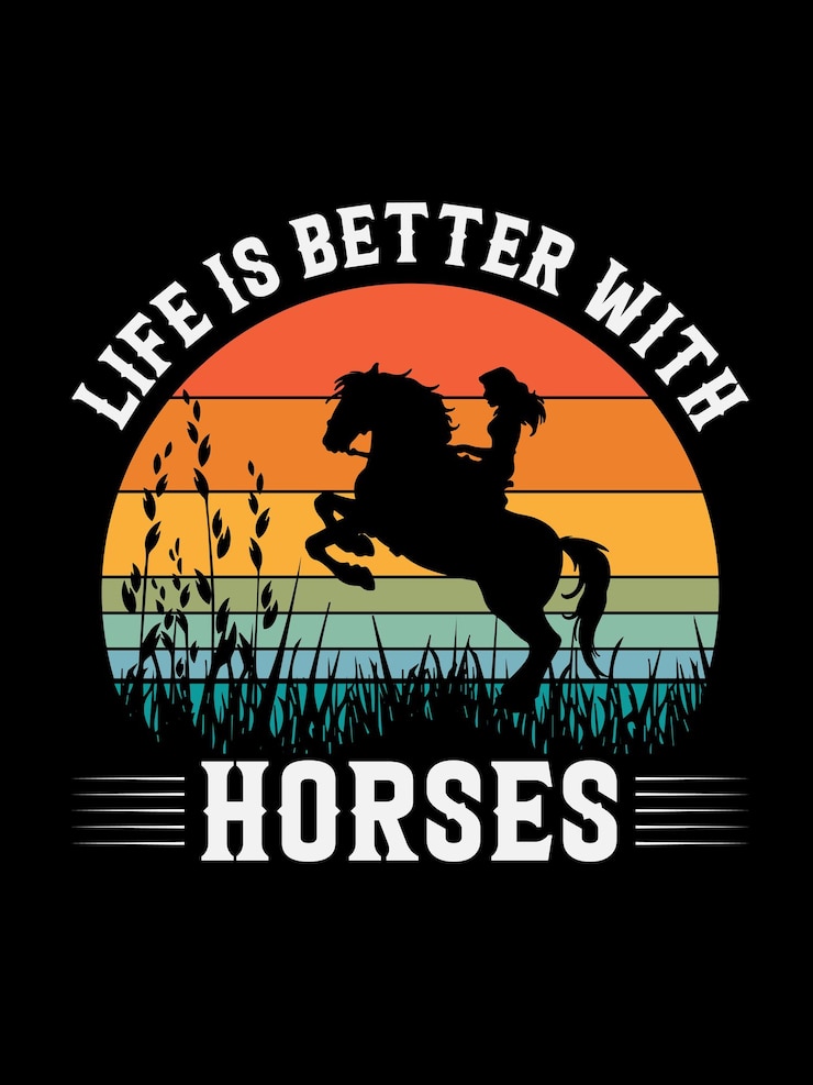 Vector vintage horse riding t shirt design