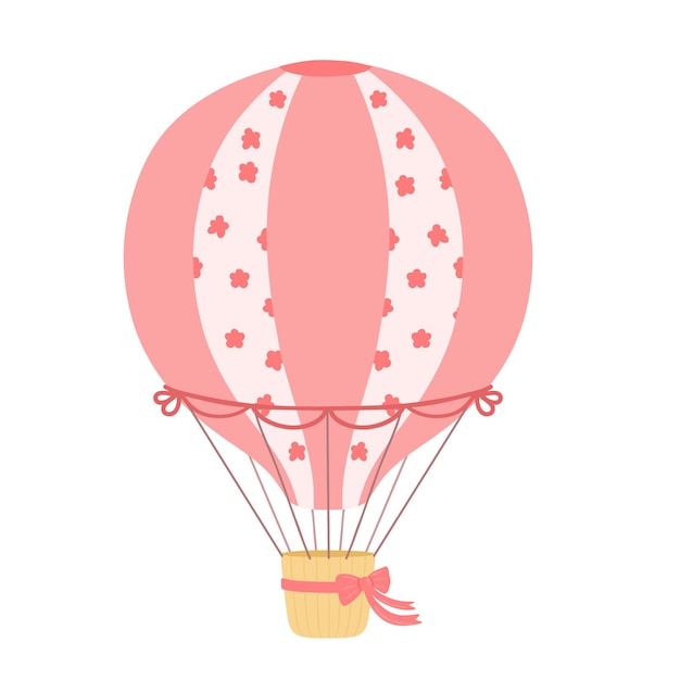 Vintage Hot air balloon with bow Vector illustration isolated on white