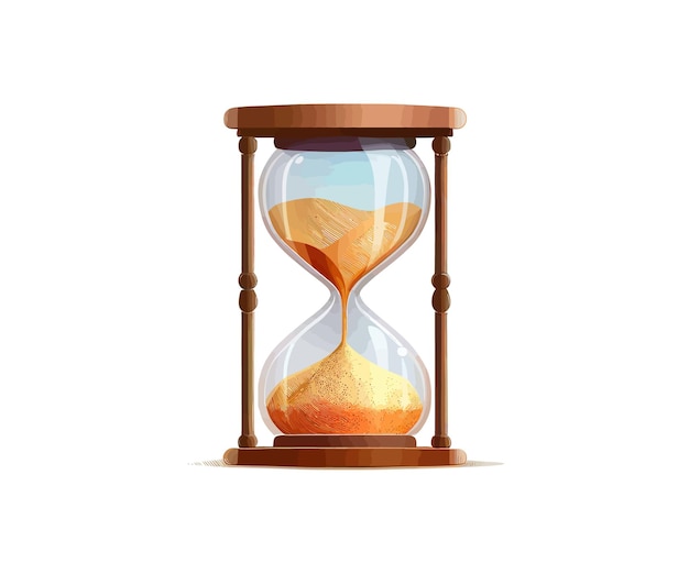 Vintage hourglass flowing sand for time countdown vector illustration desing