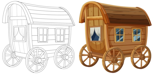 Vintage houten wagen vector illustratie