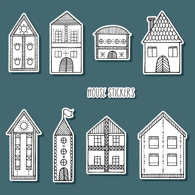 Vector vintage huis stickers collectie