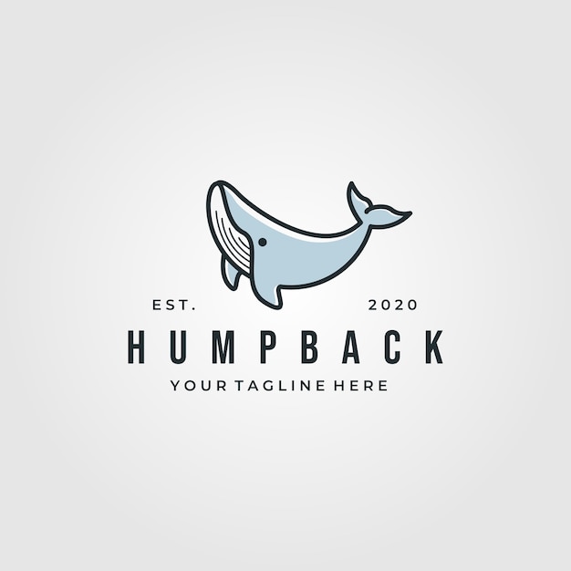 Vector vintage humpback whale logo