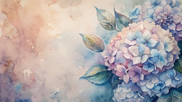 Vintage hydrangeas flower watercolor background