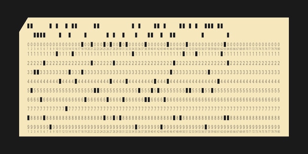 Vintage ibm punch card for electronic calculated data processing machines retro punchcard for input and storage in automated technology information processing systems vector illustration isolated
