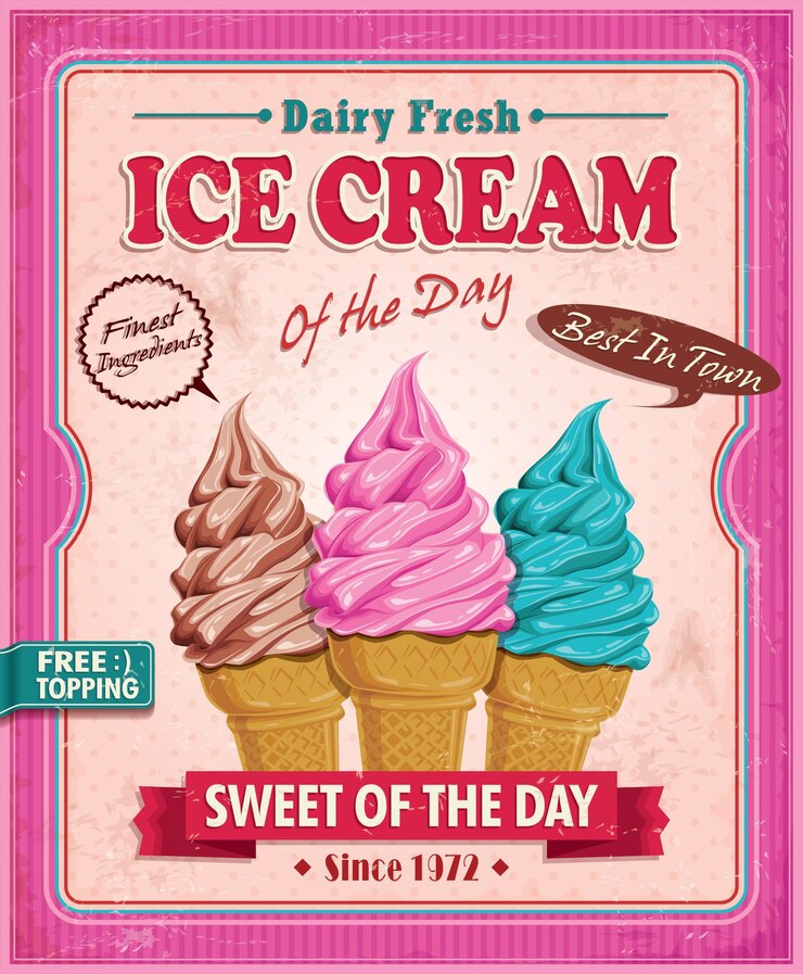 Вектор винтажный дизайн плаката ice cream