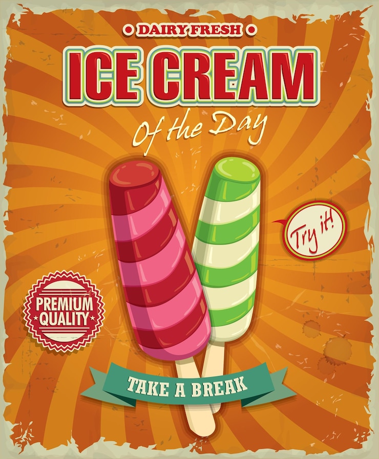 Вектор винтажный дизайн плаката ice cream