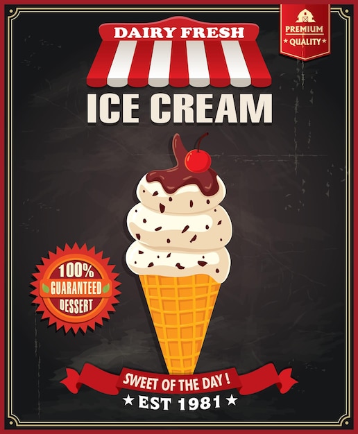 Vettore design del poster del gelato vintage