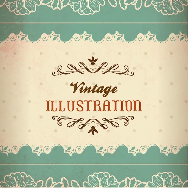 Vintage illustratie met kant, bloemen en typografie