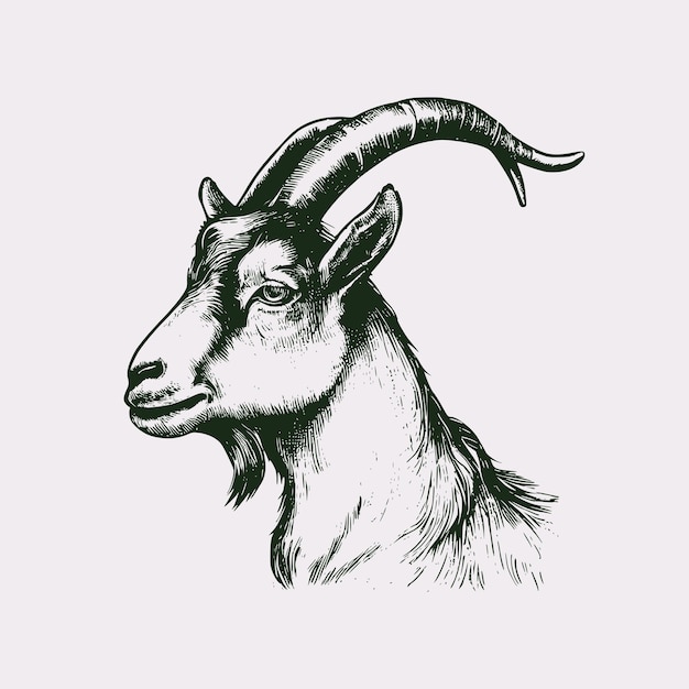 Vector vintage illustration of a goat head an oldschool logo of a sheep's head for eid al adha